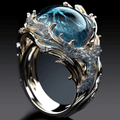 Anillo vintage de cristal oceánico