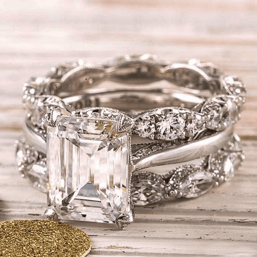 Anillo apilable de plata brillante de estilo vintage