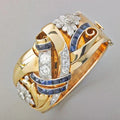 Anillo de oro y circonita azul vintage