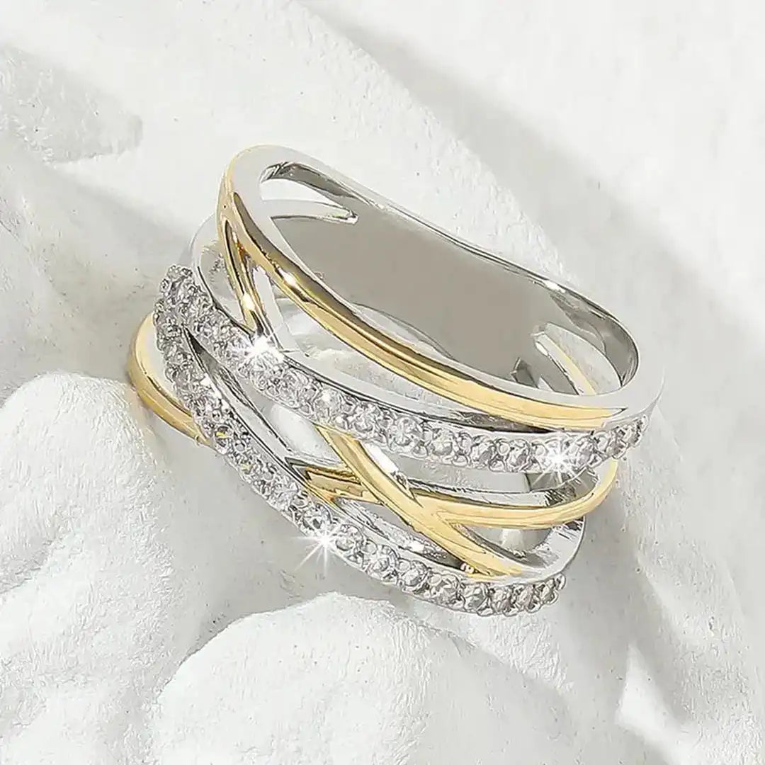Anillo de circonita SilverGold Radiance