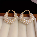 Pendientes de oro con cesta de perlas