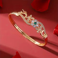 Pulsera de Zirconia, Oro y Cristales Verdes