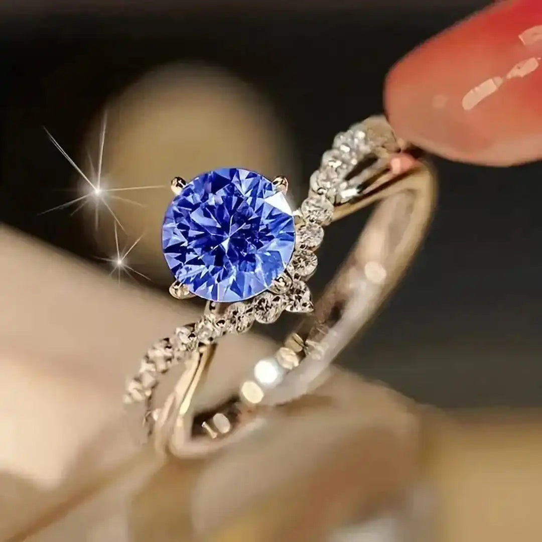 Anillo Exótico Azul Cristalino