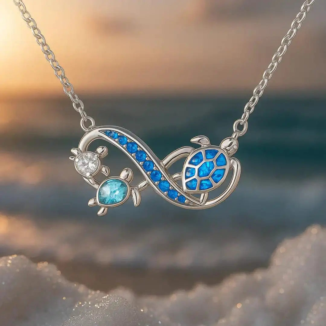 Collar de tortugas gemelas de plata