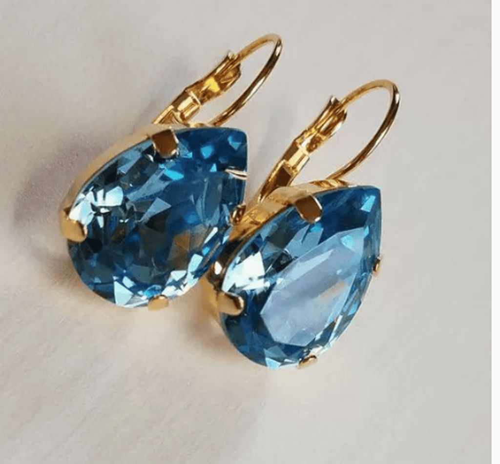 Pendientes vintage de cristal azul