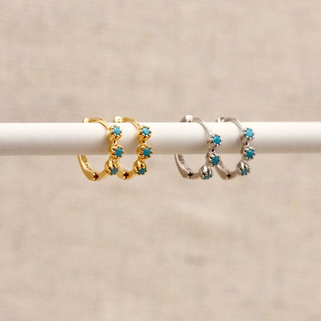 Mini aros turquesa Oro o plata