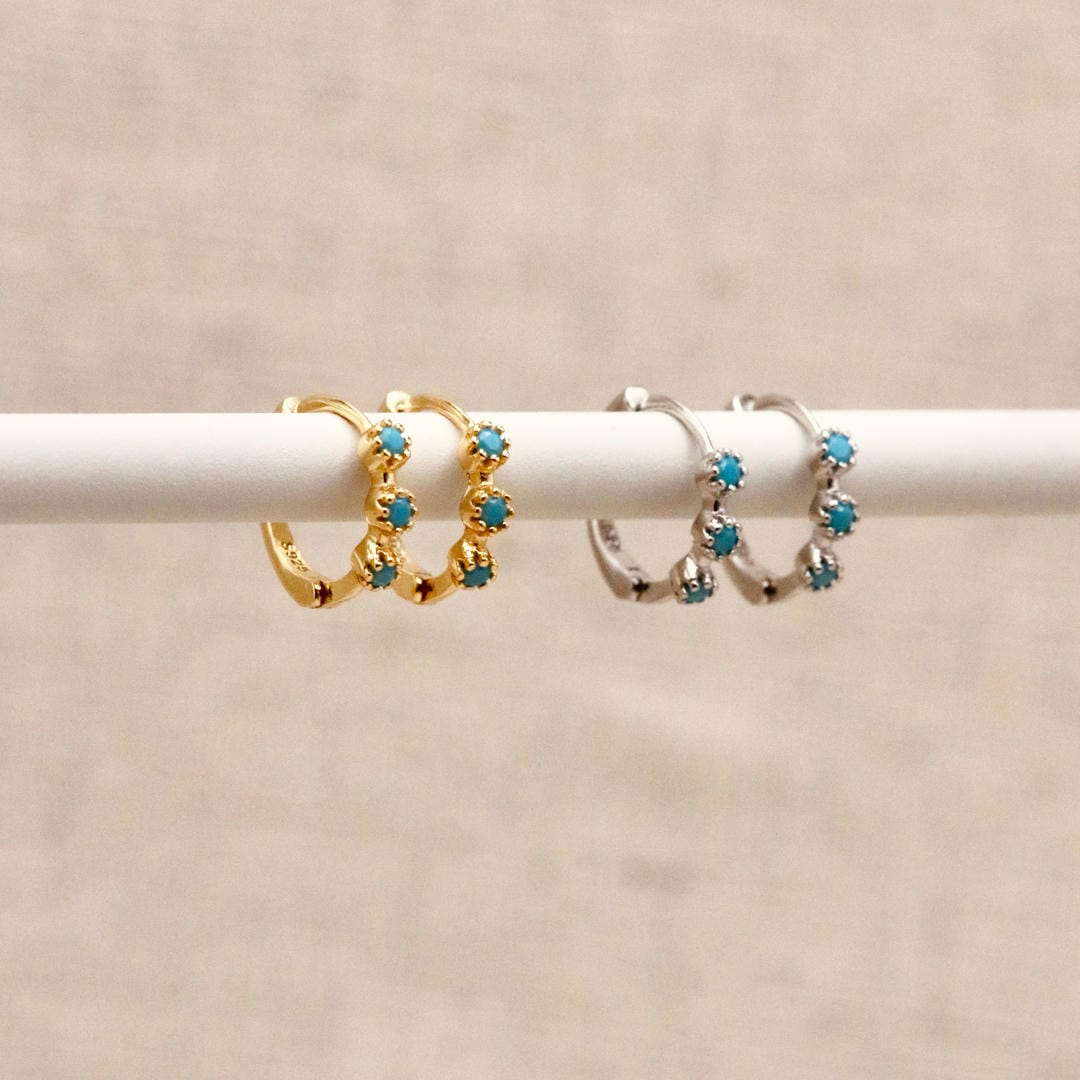 Mini aros turquesa Oro o plata