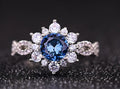 Anillo Floral Turquesa Cristalino