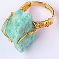 Anillo de garra de cuarzo aguamarina en bruto