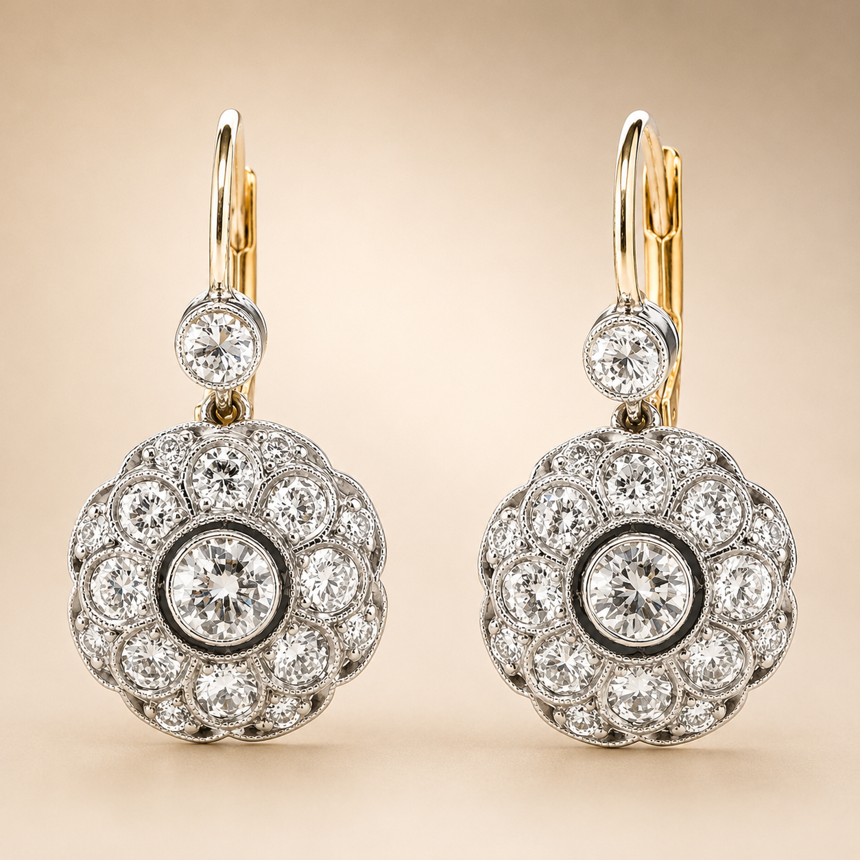 Pendientes redondos de cristal con diseño de mandala vintage
