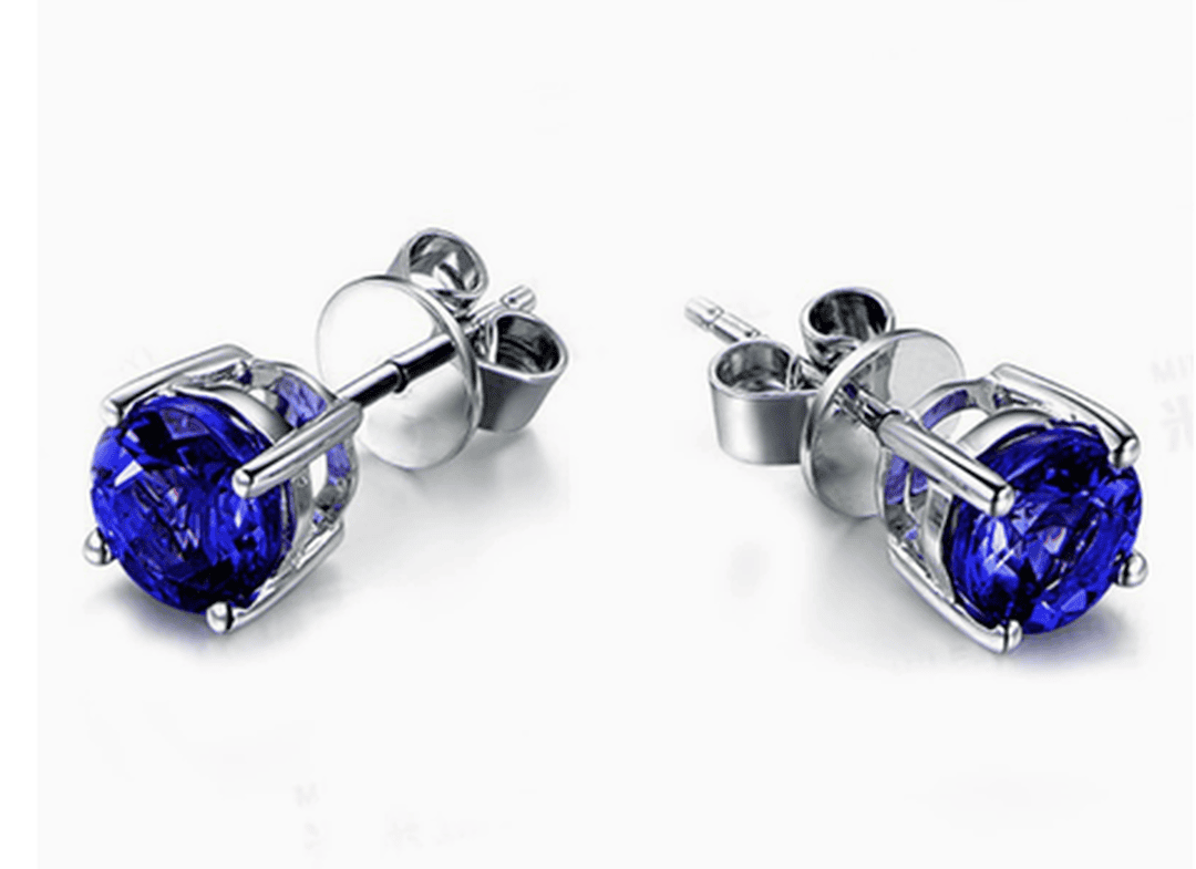 Pendientes de tuerca de zafiro de corte princesa minimalistas