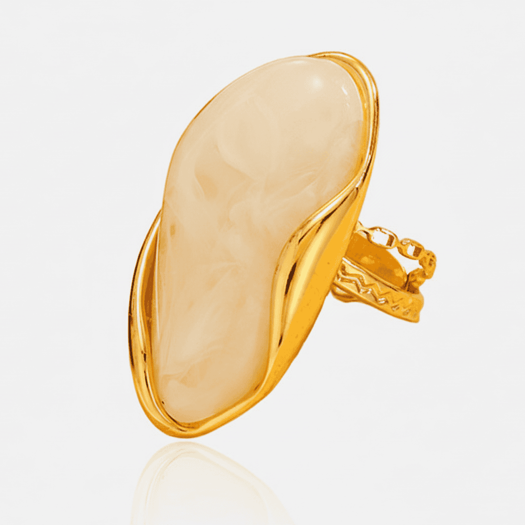 Anillos llamativos ajustables de gema orgánica