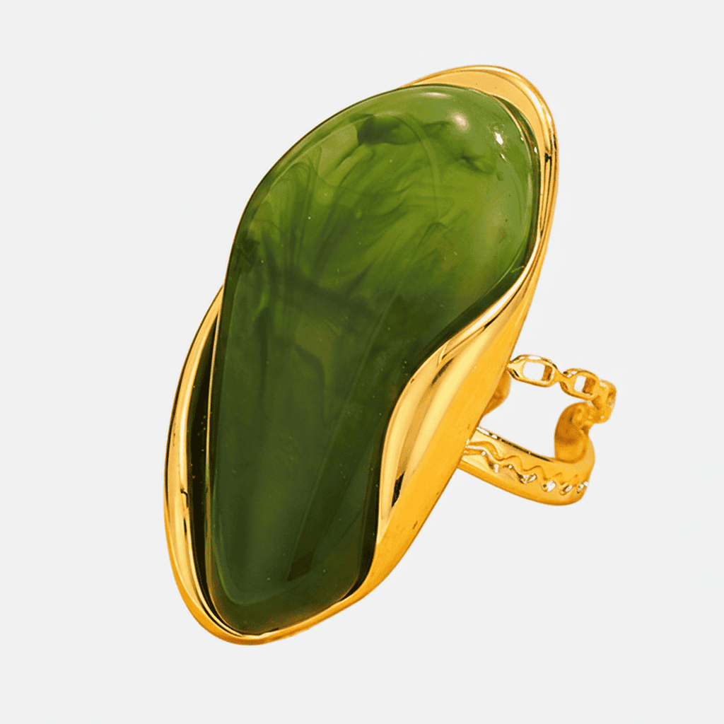 Anillos llamativos ajustables de gema orgánica