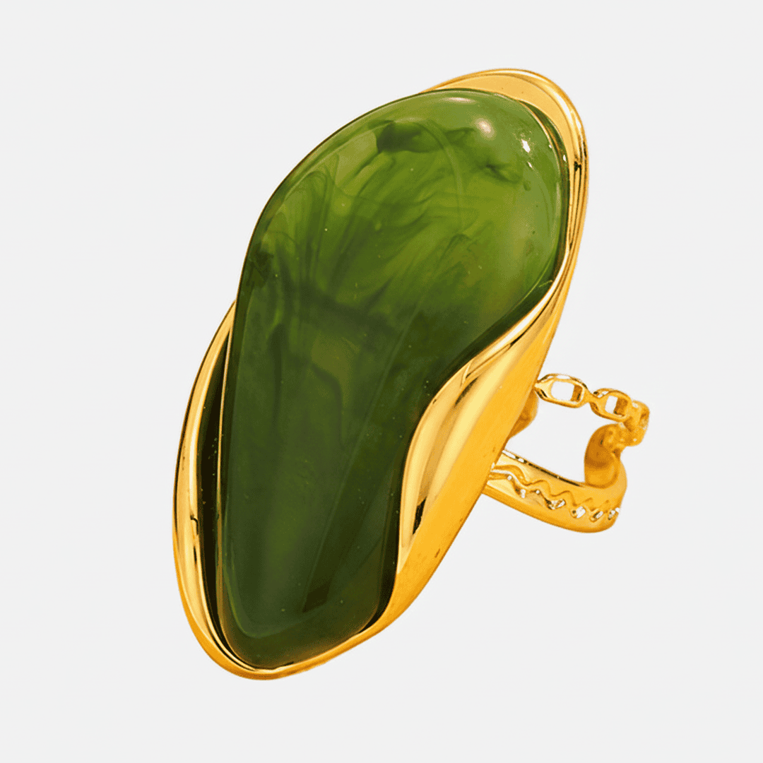Anillos llamativos ajustables de gema orgánica