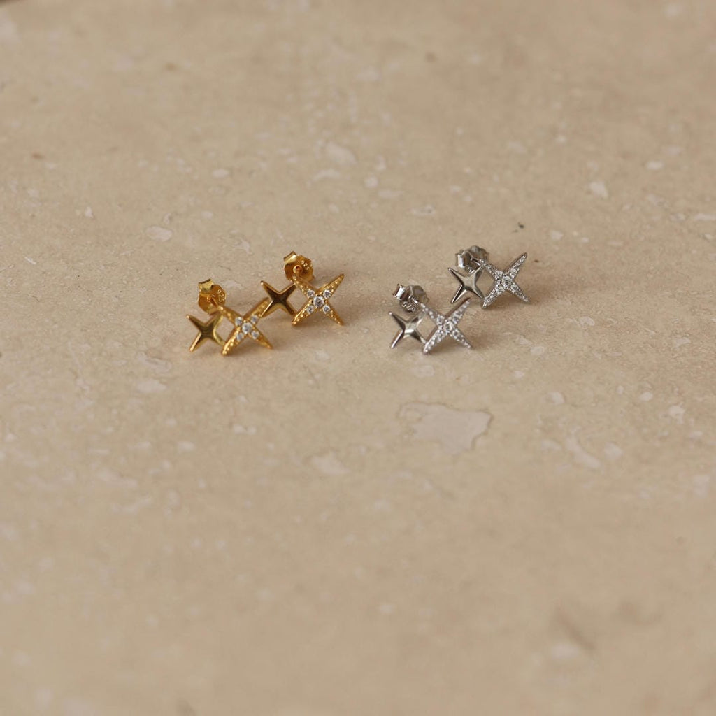 Pendientes de doble estrella de cristal