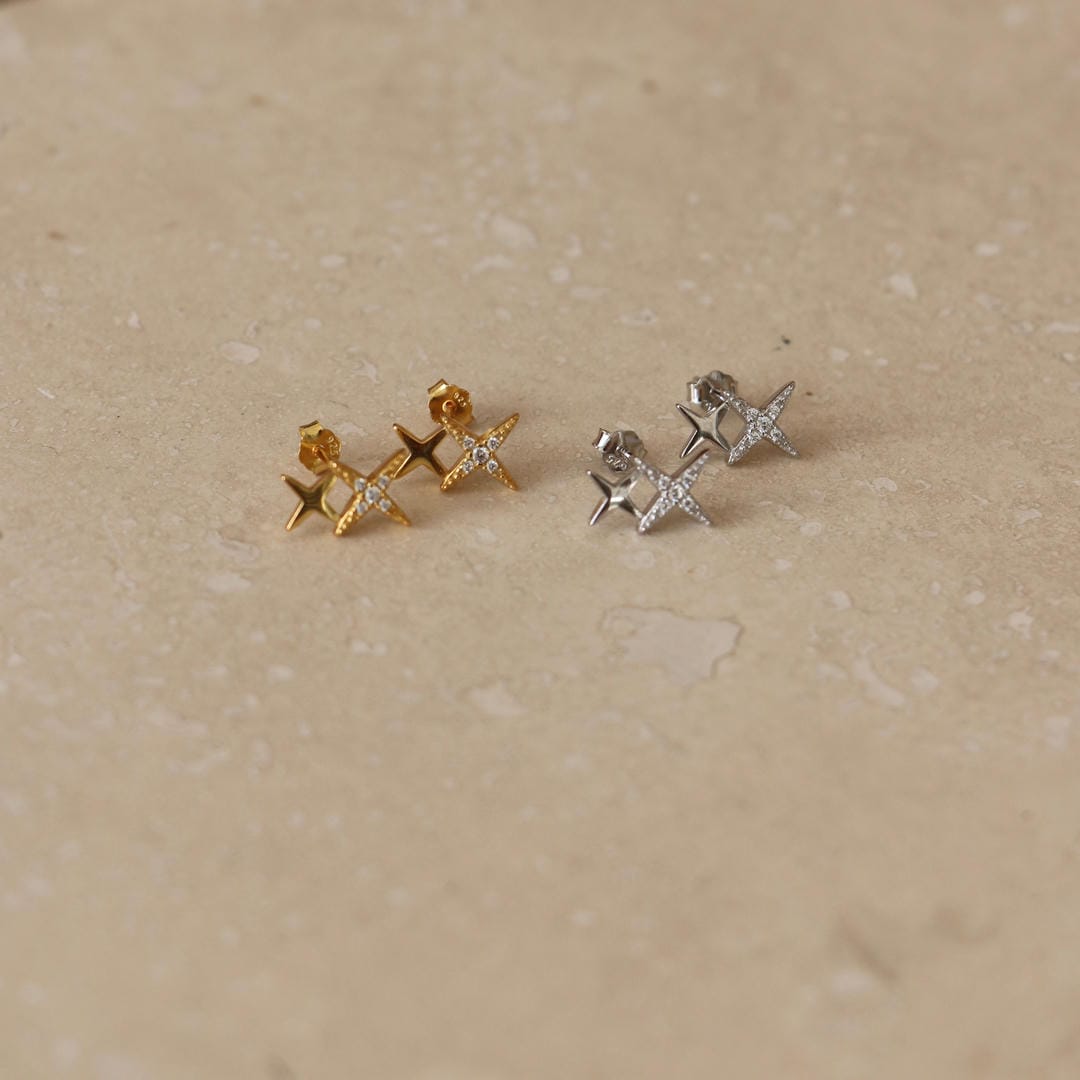 Pendientes de doble estrella de cristal