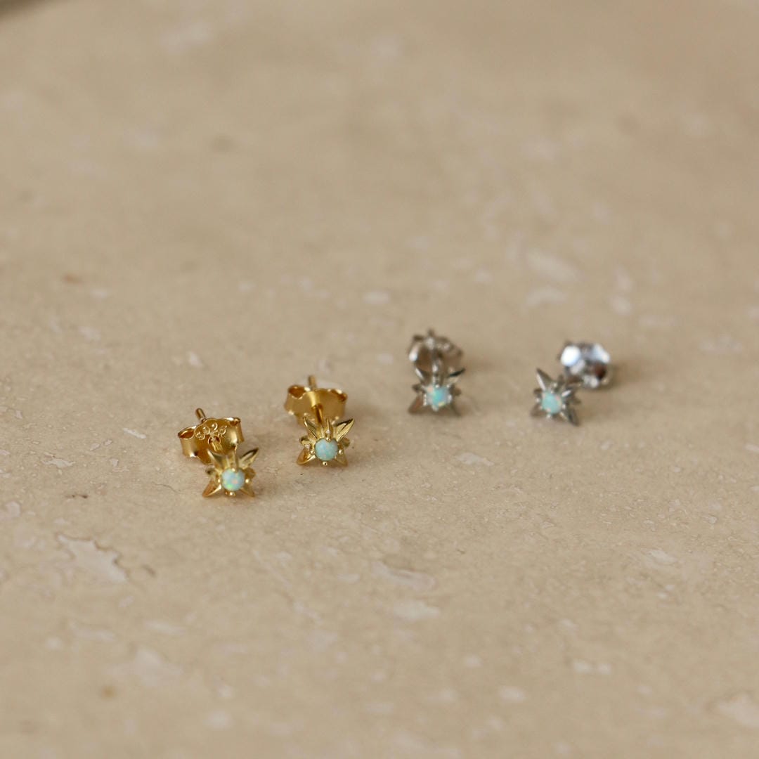 Pendientes de ópalo con forma de estrella en oro o plata