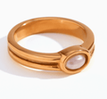 Anillos apilables de oro con perla, lapislázuli, turquesa