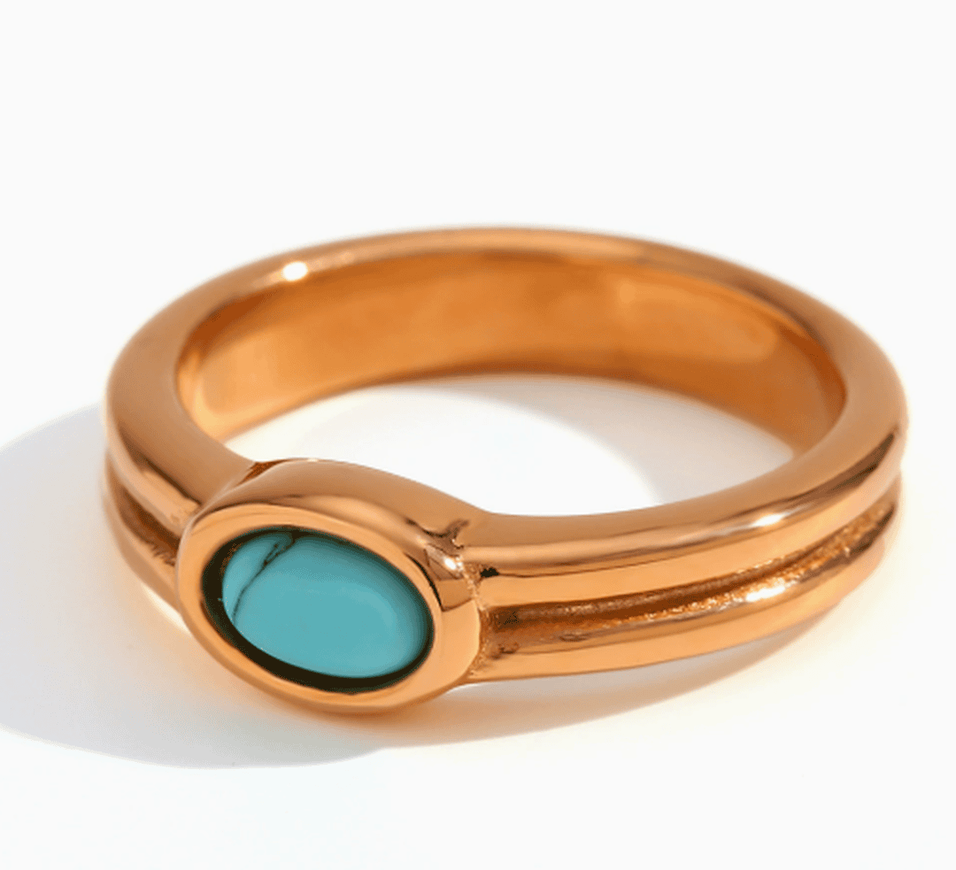 Anillos apilables de oro con perla, lapislázuli, turquesa