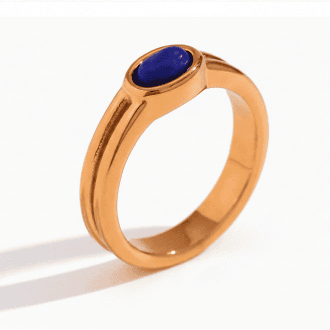 Anillos apilables de oro con perla, lapislázuli, turquesa