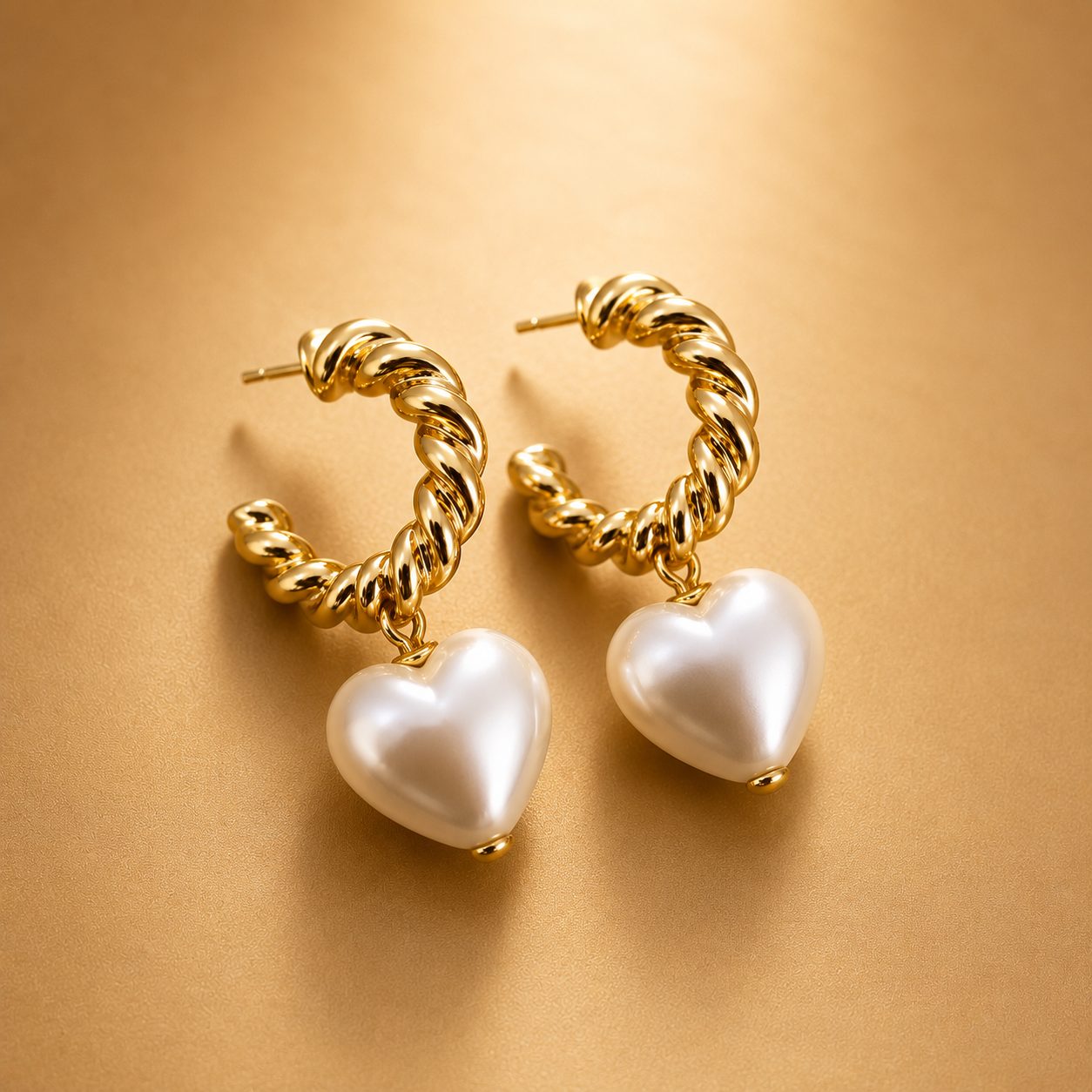 Pendientes elegantes de corazón de perlas