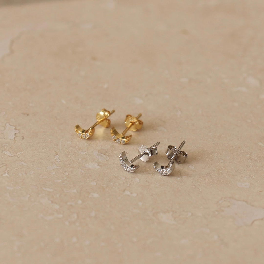 Pendientes de Tuerca de Cristal Micro Luna