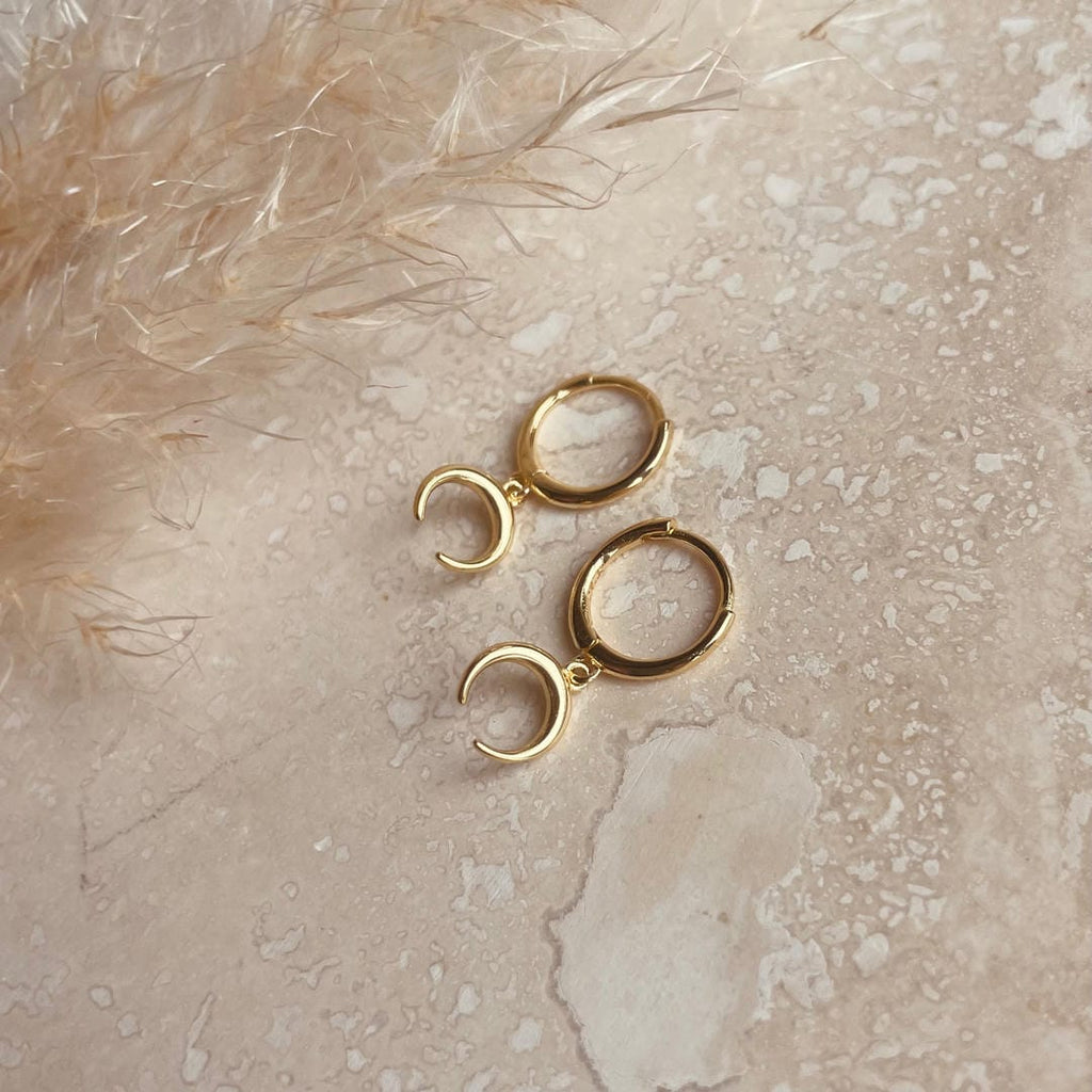 Pendientes de aro crecientes Cuerno de Oro