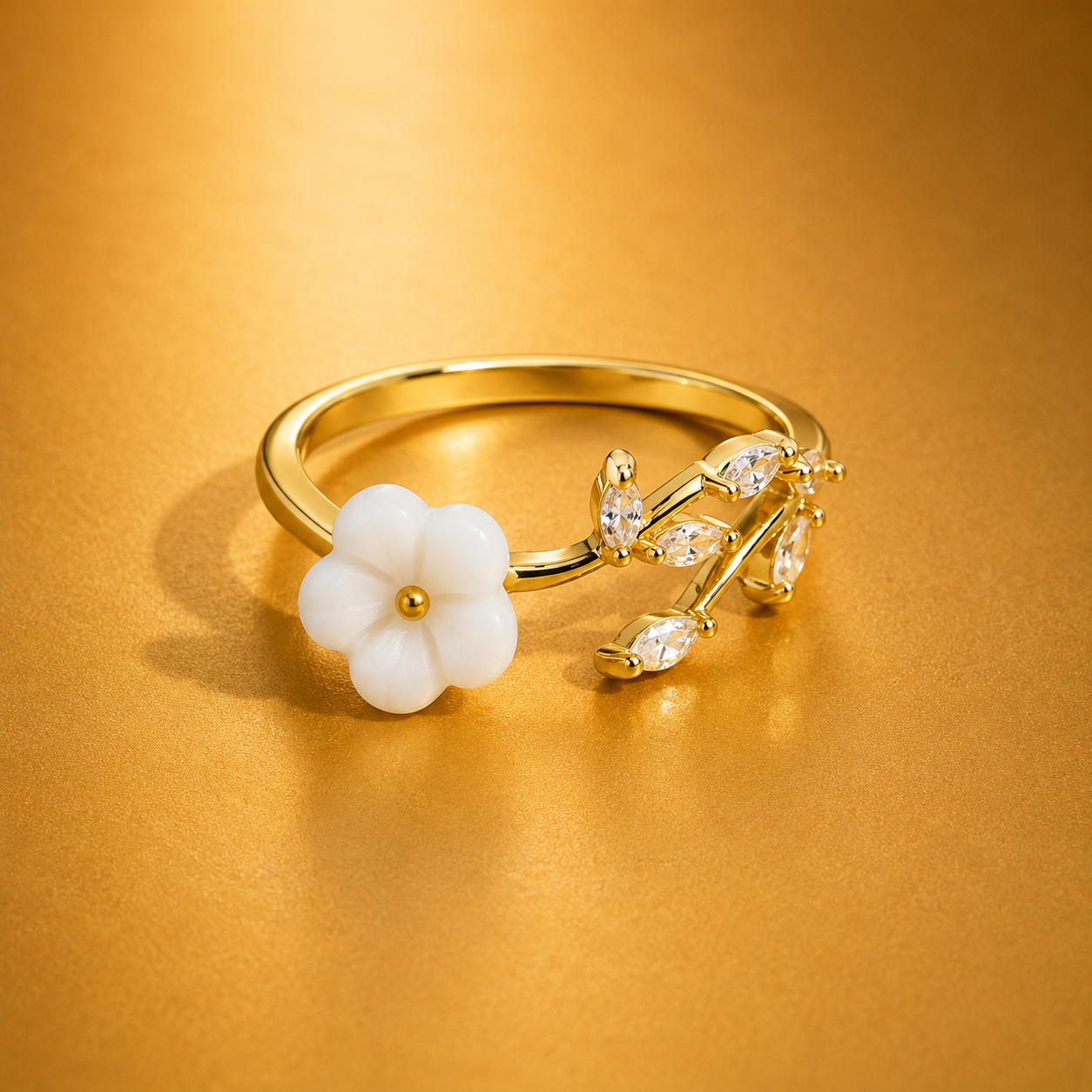 Anillo ajustable Flor Blanca