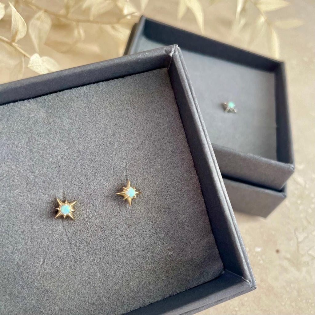 Pendientes de ópalo con forma de estrella en oro o plata