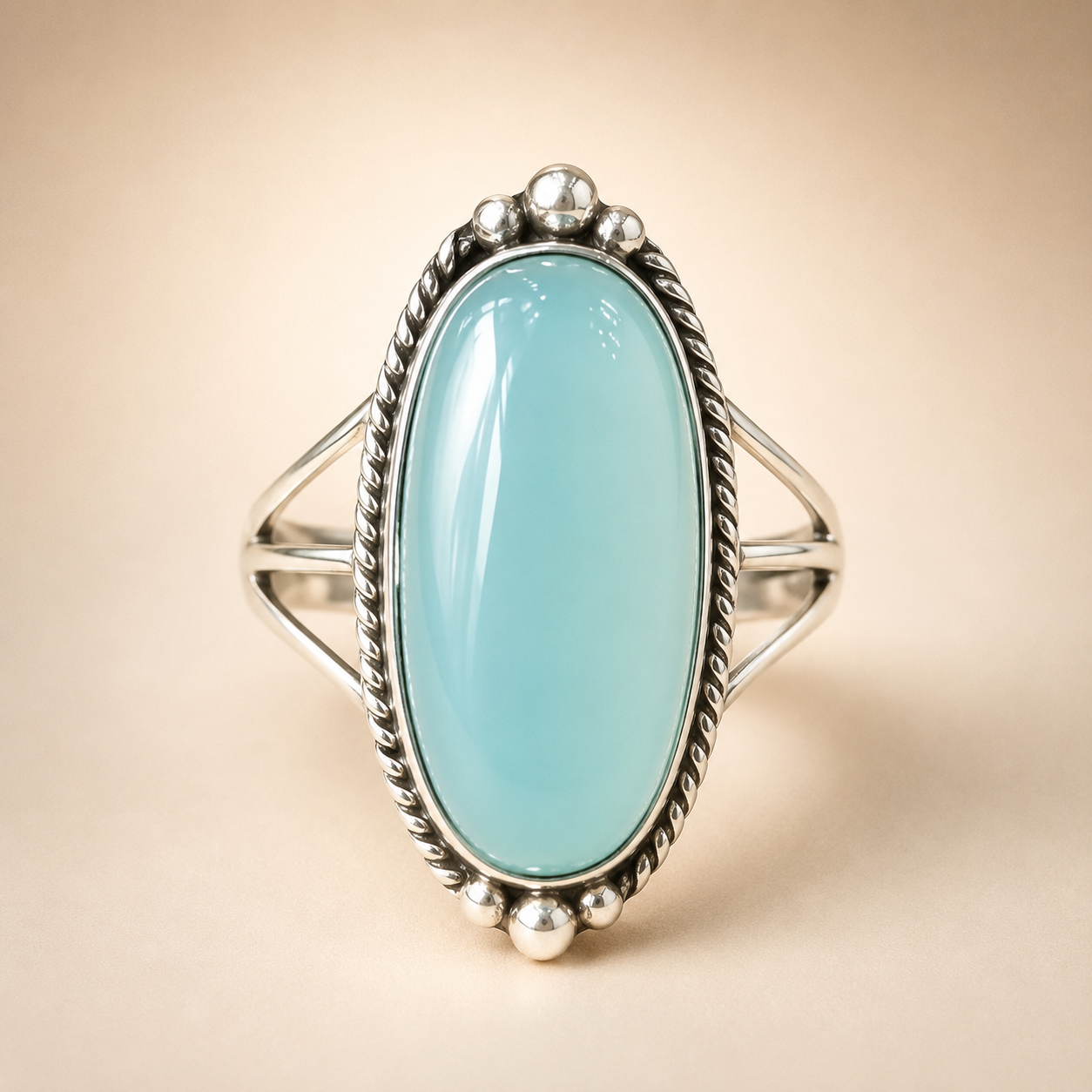 Anillo llamativo de plata esterlina y turquesa antiguo