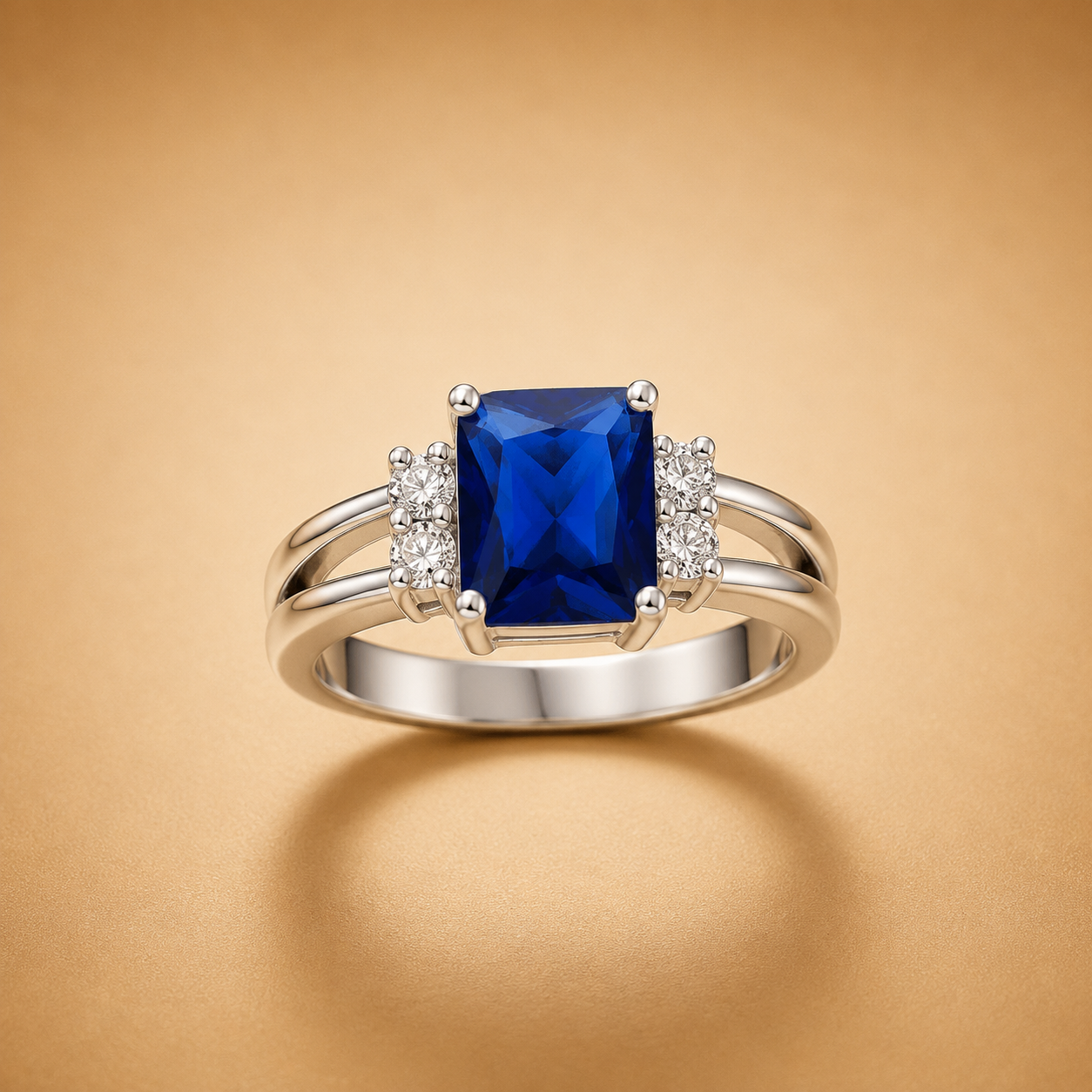Anillo de zafiro de talla octogonal