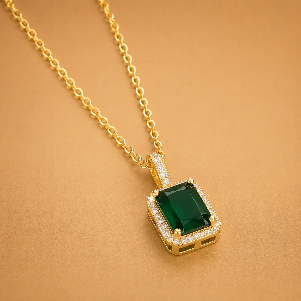 Collar de oro con cristal de esmeralda