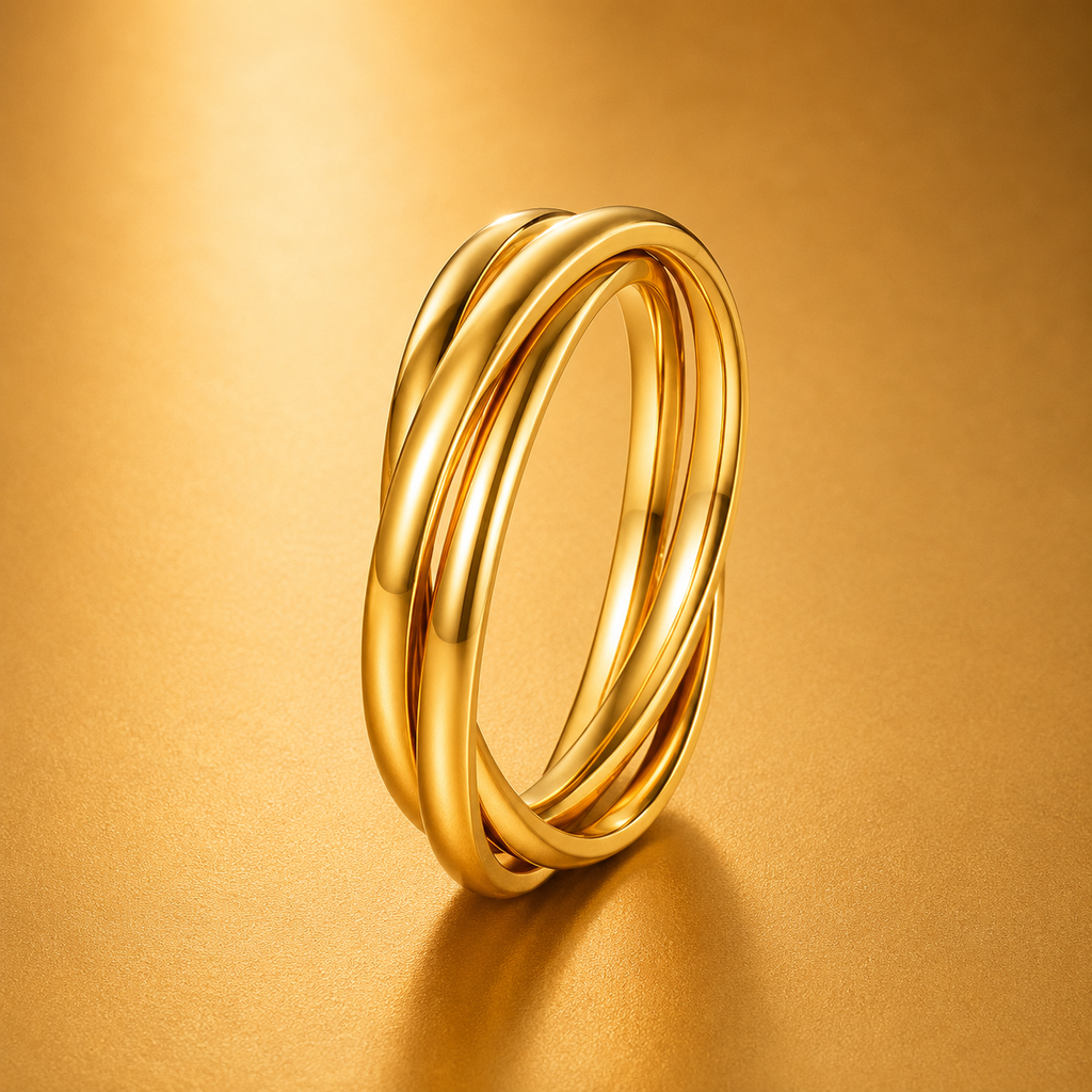 Anillo de oro entrelazado para siempre