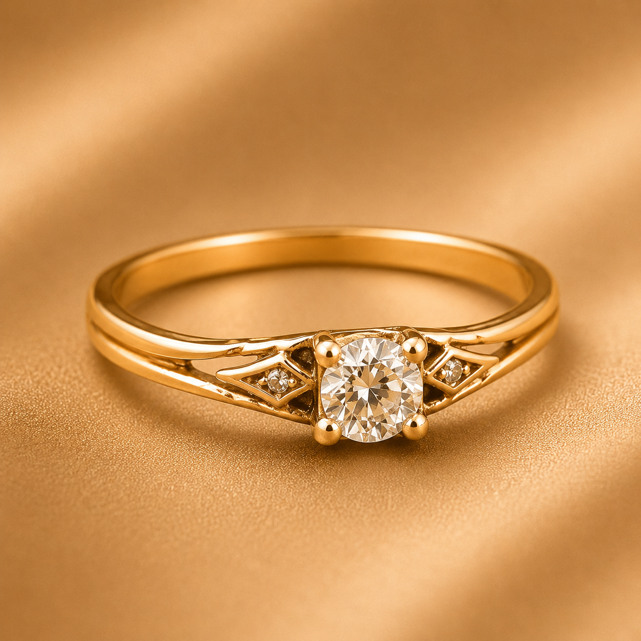 Anillo clásico vintage de circonita dorada
