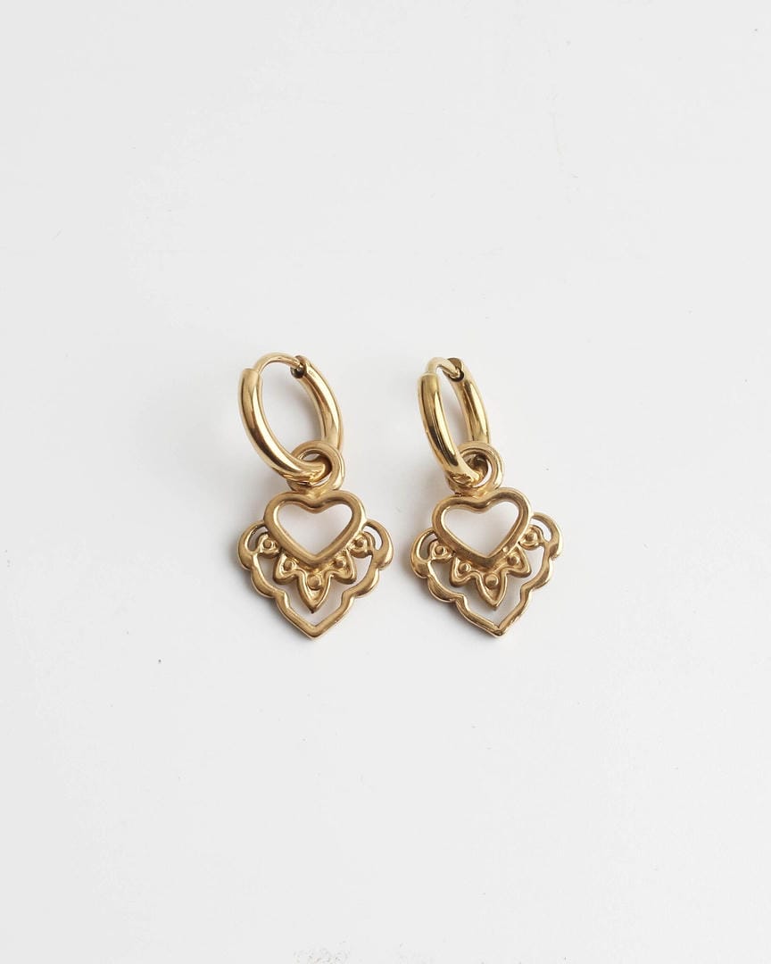 Pendientes colgantes corazón boho