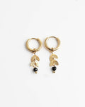 Aretes de aro con piedra hoja