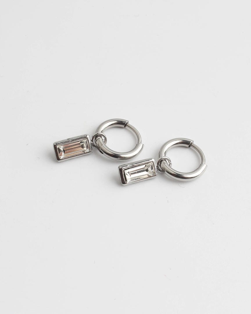 Pendientes Rectangulares Colgantes con Gema Brillante