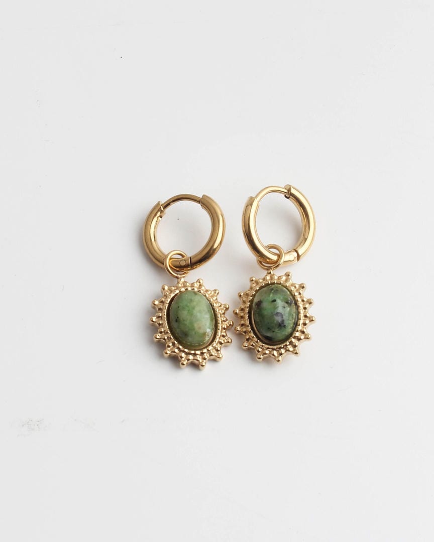 Pendientes Jolie de acero inoxidable con piedras naturales