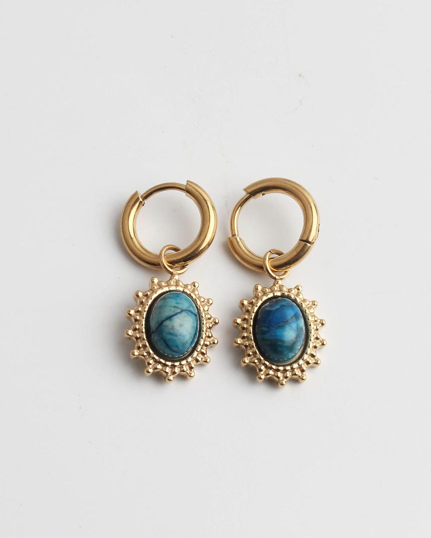 Pendientes Jolie de acero inoxidable con piedras naturales