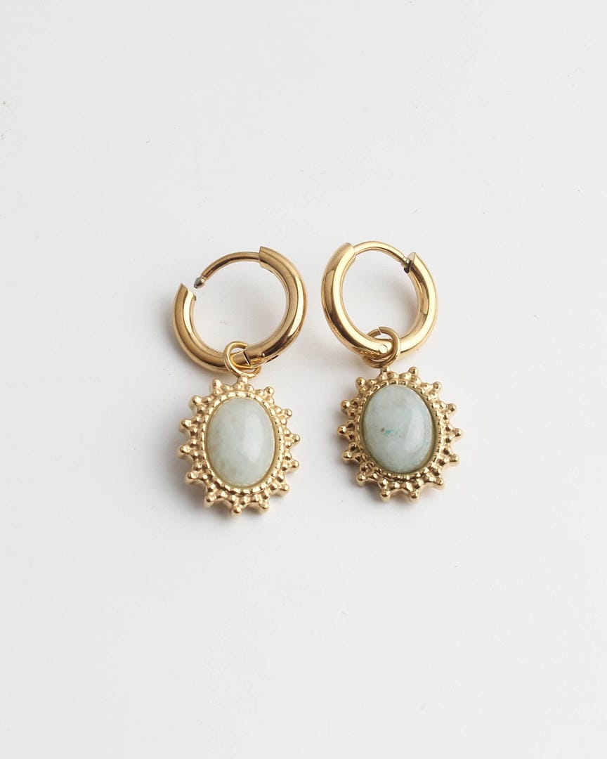 Pendientes Jolie de acero inoxidable con piedras naturales