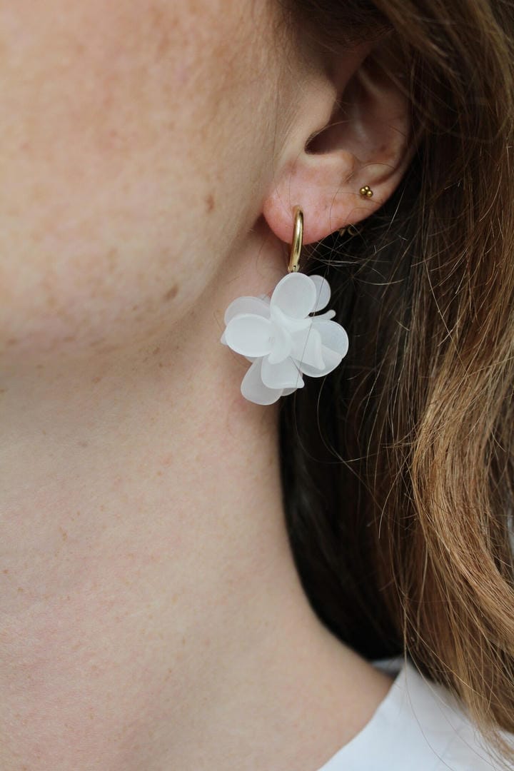 Pendientes de aro de oro con flor