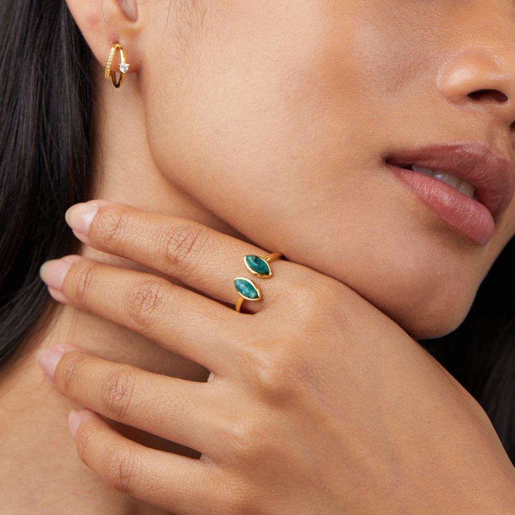 Anillo tipo espiral verde jade