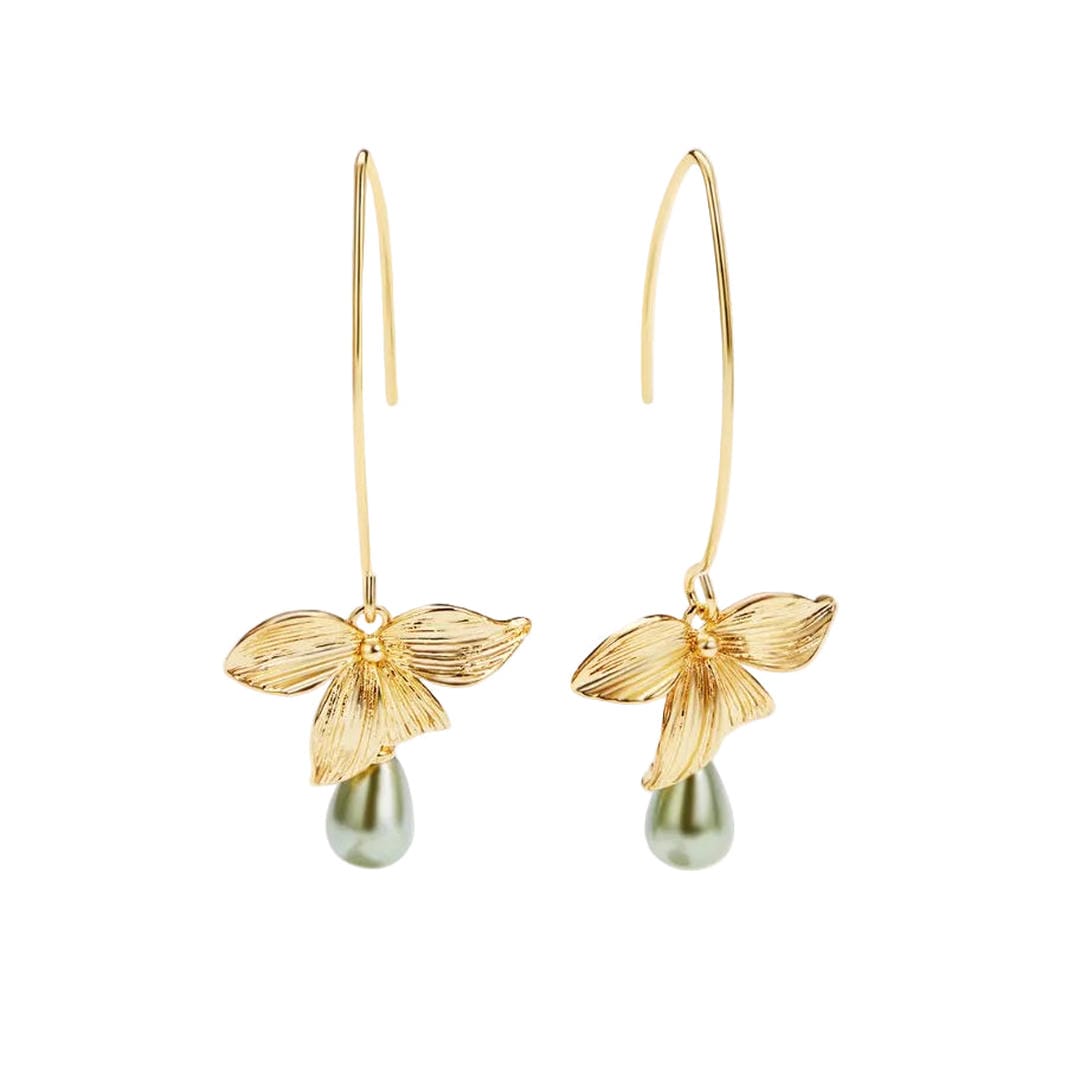 Pendientes de jade perla y pétalo