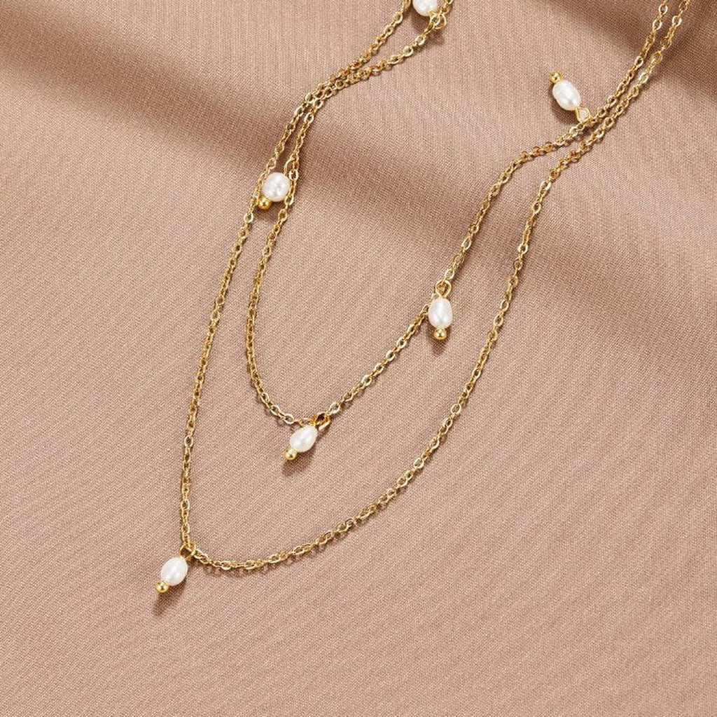 Collar en capas Kay con gota de perla