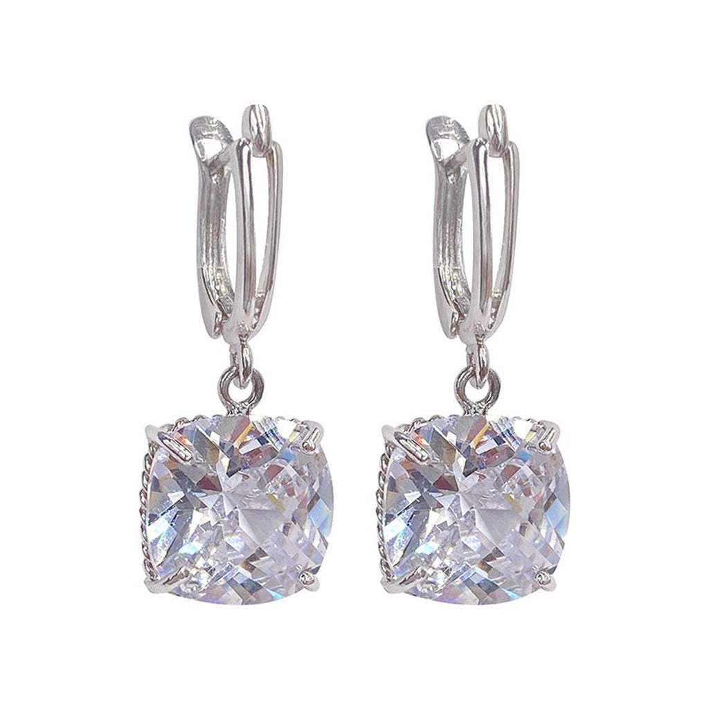 Pendientes Colgantes de Circonitas de Oro Blanco