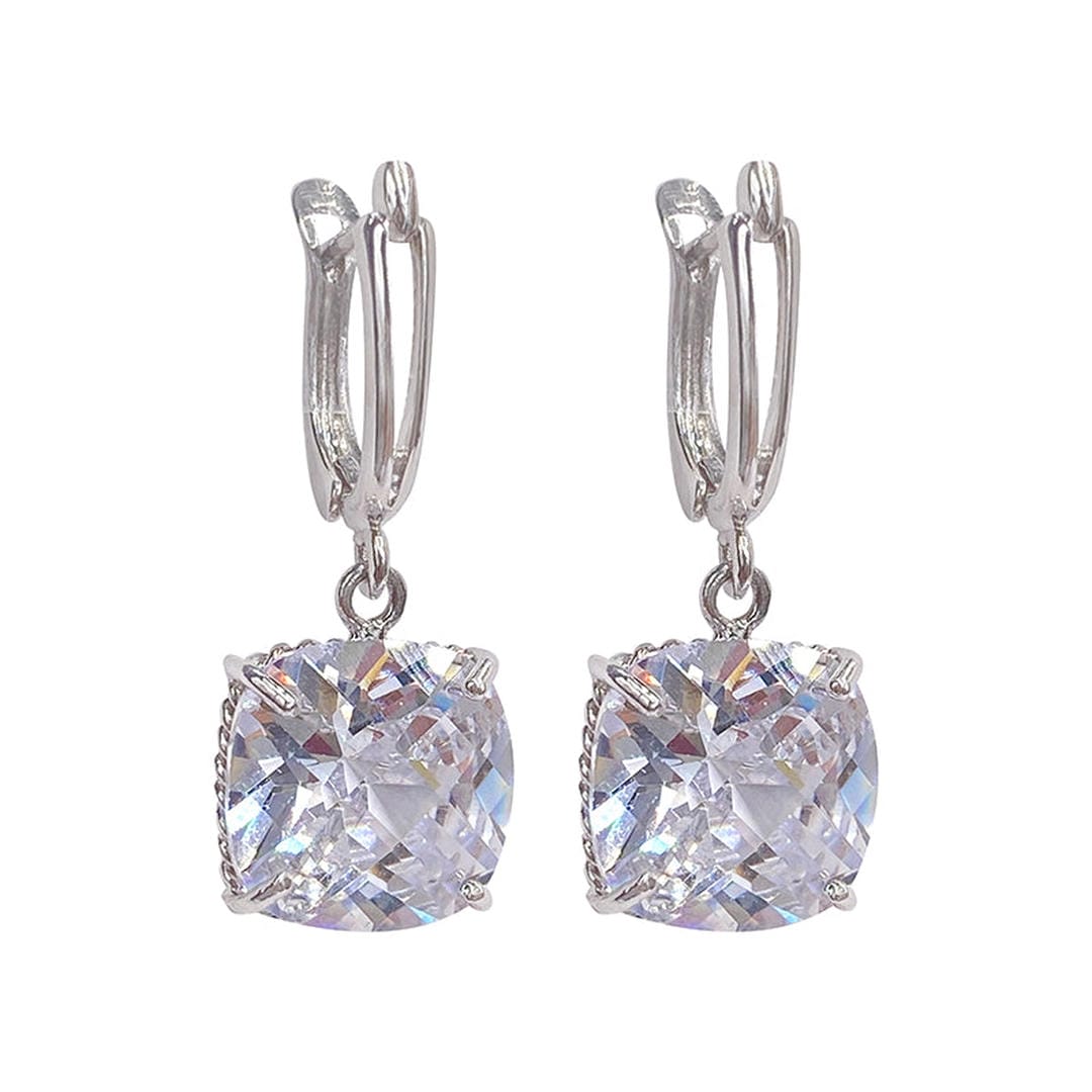 Pendientes Colgantes de Circonitas de Oro Blanco