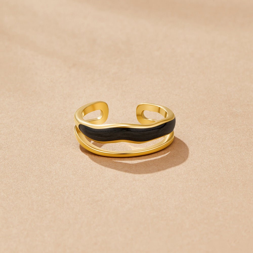 Anillo de oro Sahara negro en capas