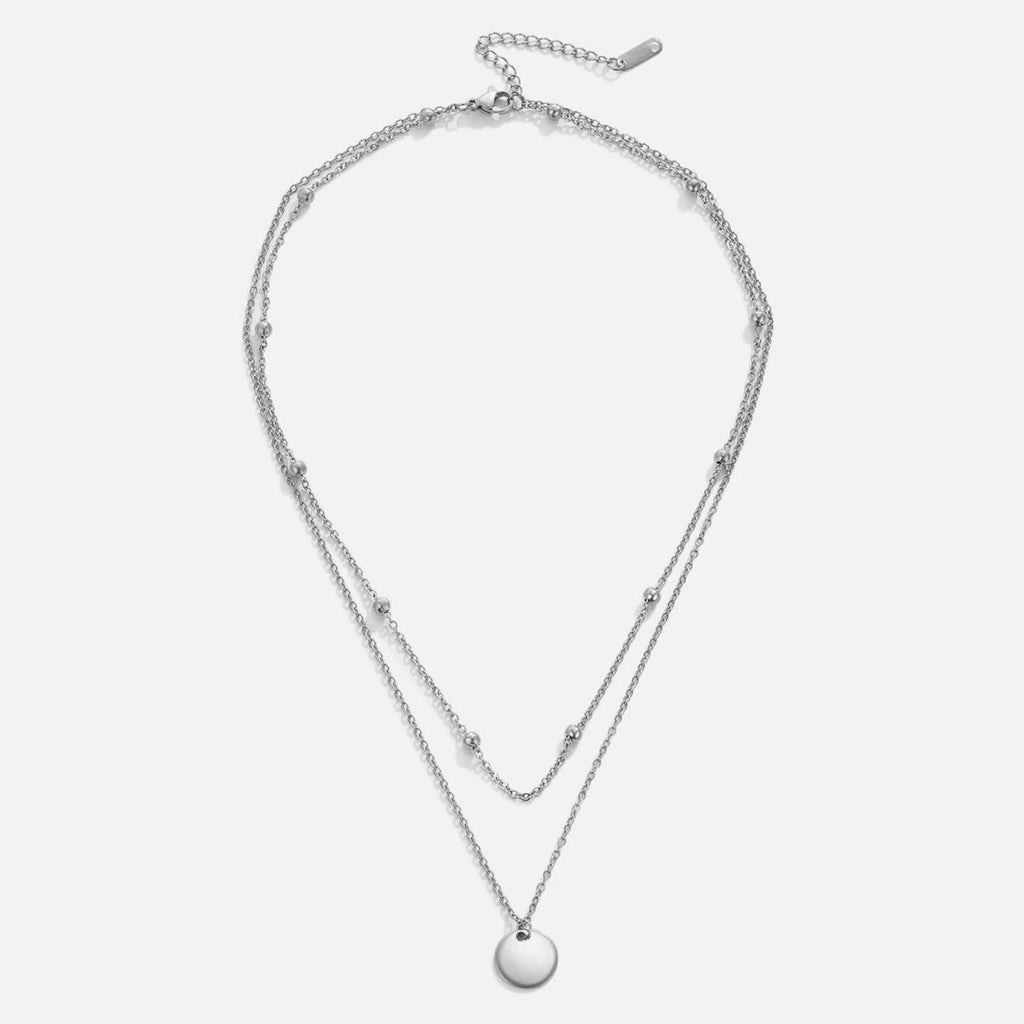 Collar de Disco en Capas Plateado