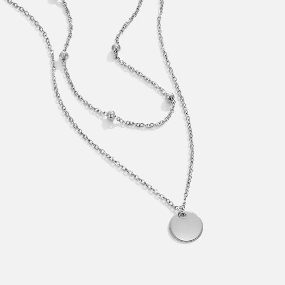 Collar de Disco en Capas Plateado