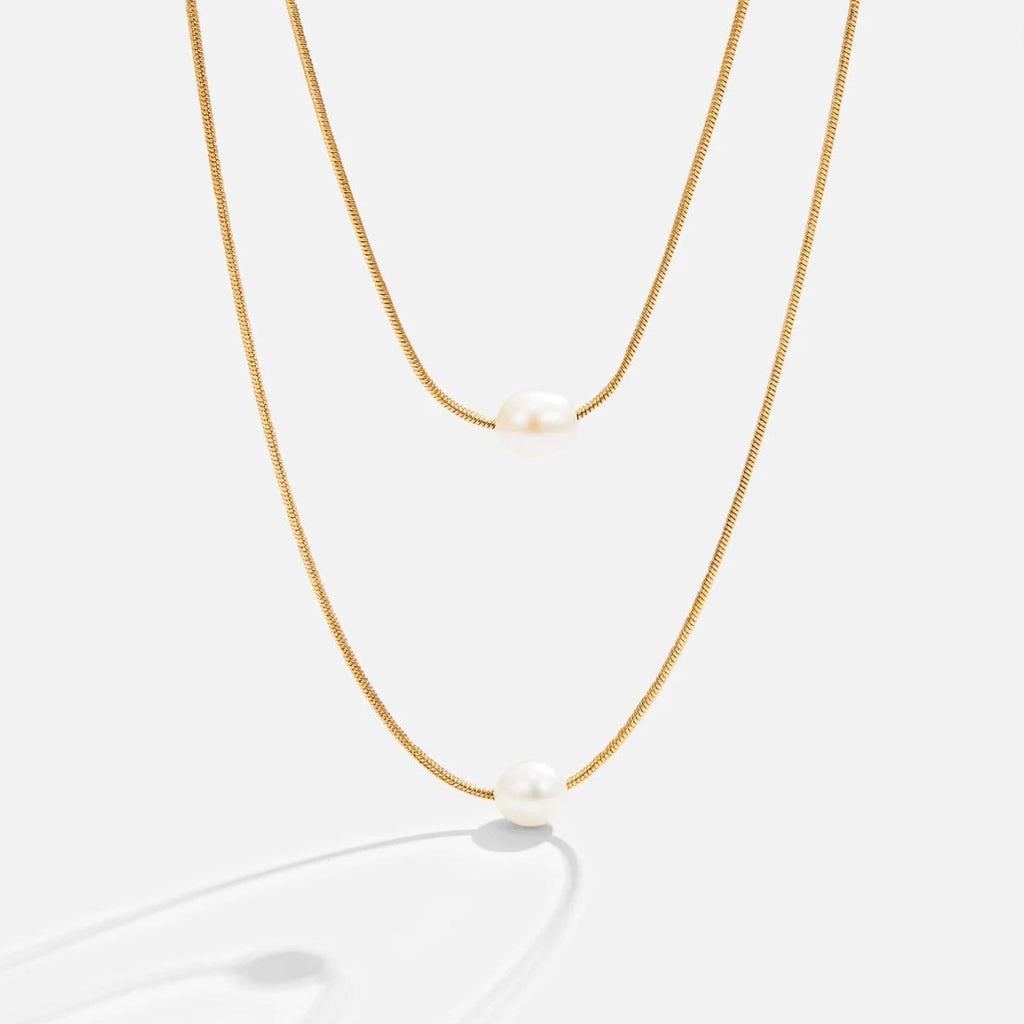 Collar de perlas de agua dulce en capas